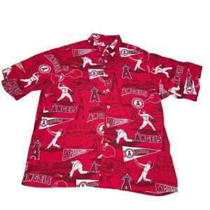 REYN SPOONER XXL Los Angeles Anaheim Angels Logo Baseball Shirt 2002 Rayon MLB